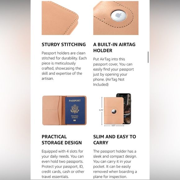 Passport Men’s Case Genuine Leather Color Brown - Picture 9 of 15